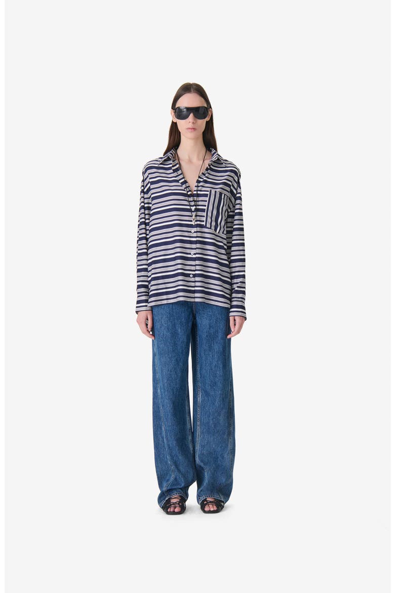 Uzes Striped Poplin Shirt, Main, color, SAILOR STRIPE
