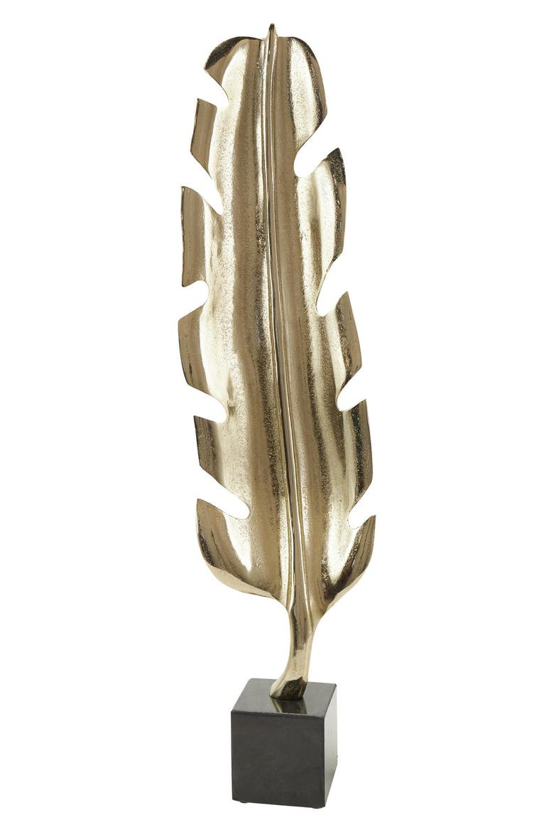 Contemporary Leaf Statue, Main, color, GOLD