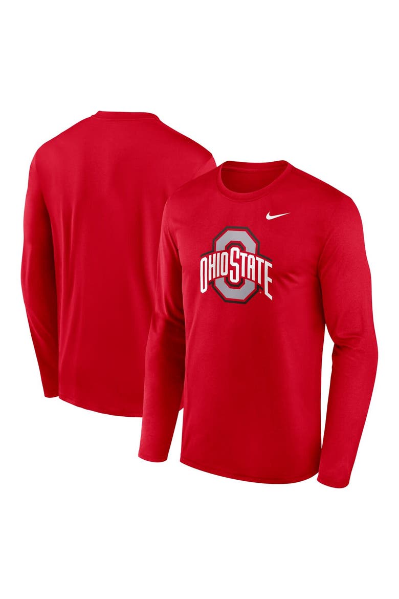Men's Nike Scarlet Ohio State Buckeyes Primetime Primary Legend Long Sleeve T-Shirt, Alternate, color, Scarlet