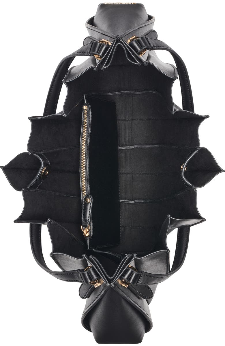 KARL LAGERFELD PARIS Ikon Leather Shoulder Bag, Alternate, color, Black/ Gold