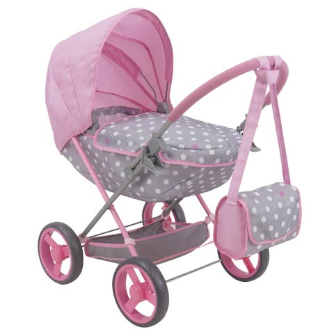 Cotton Candy Pink Doll Deluxe Pram, 18''