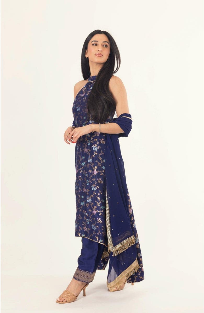 RAAS Lazuli Jacquard Halter Salwar Kameez, Alternate, color, Blue