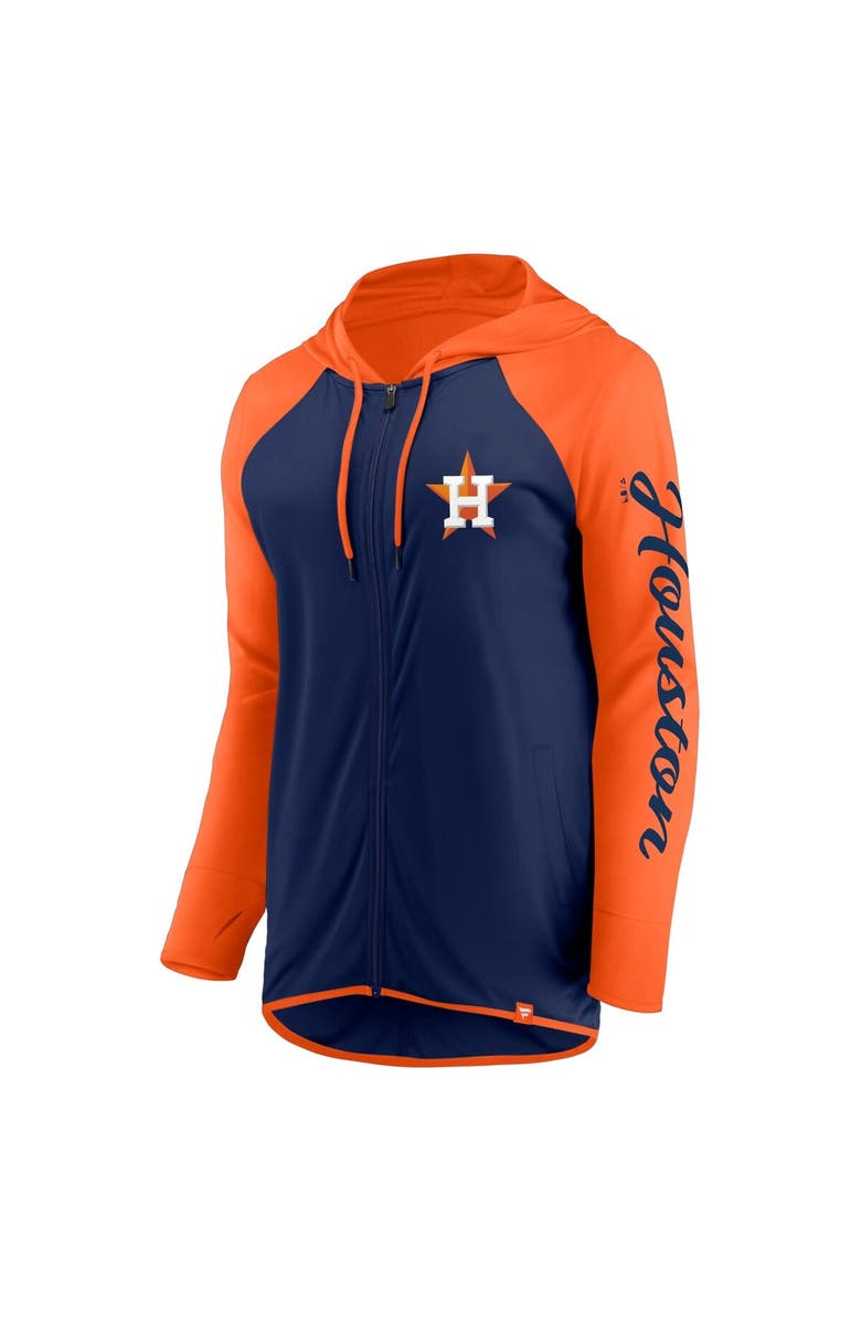FANATICS Women's Fanatics Navy/Orange Houston Astros Script Sleeve Full-Zip Hoodie, Alternate, color, Navy