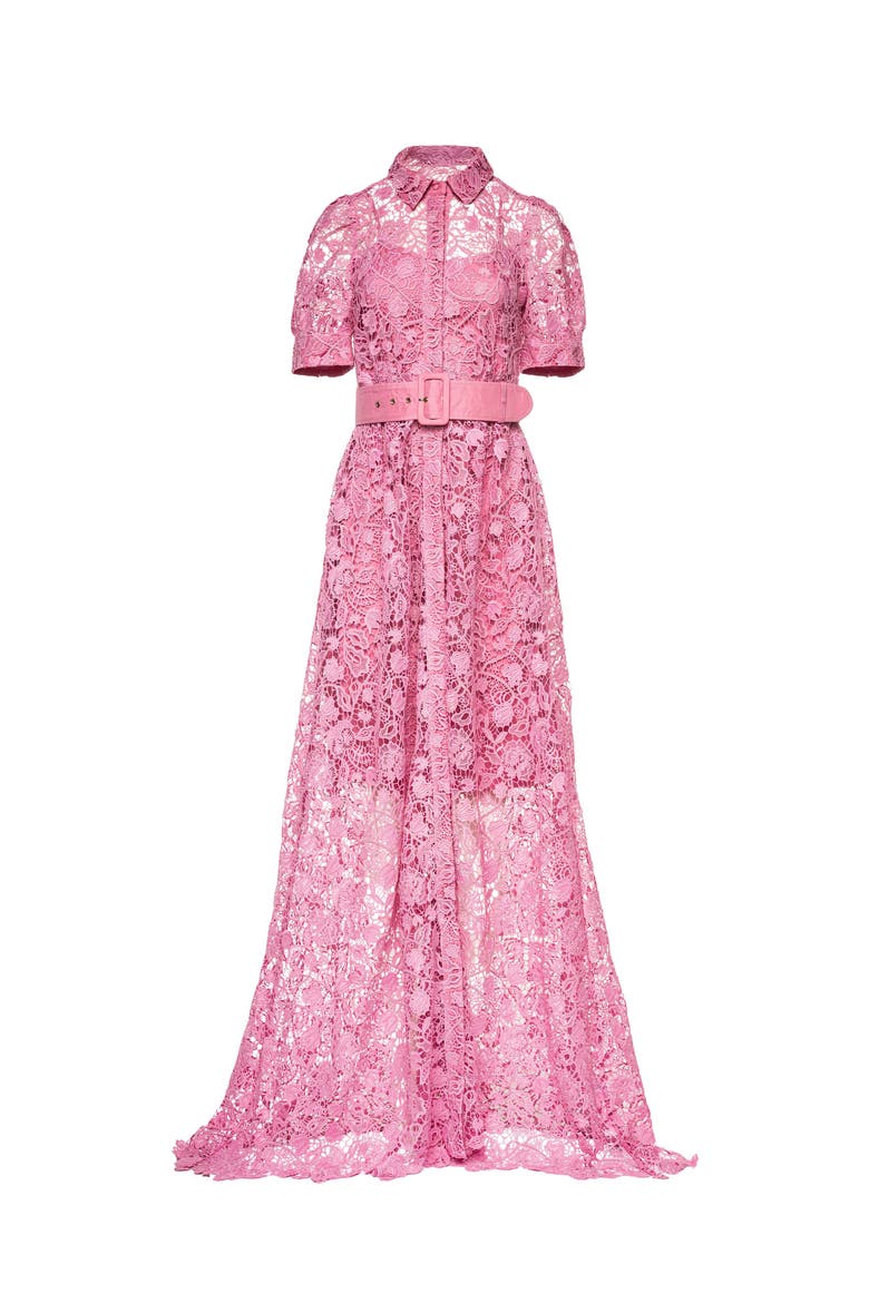 Ayah Collared Lace Gown, Main, color, Pink