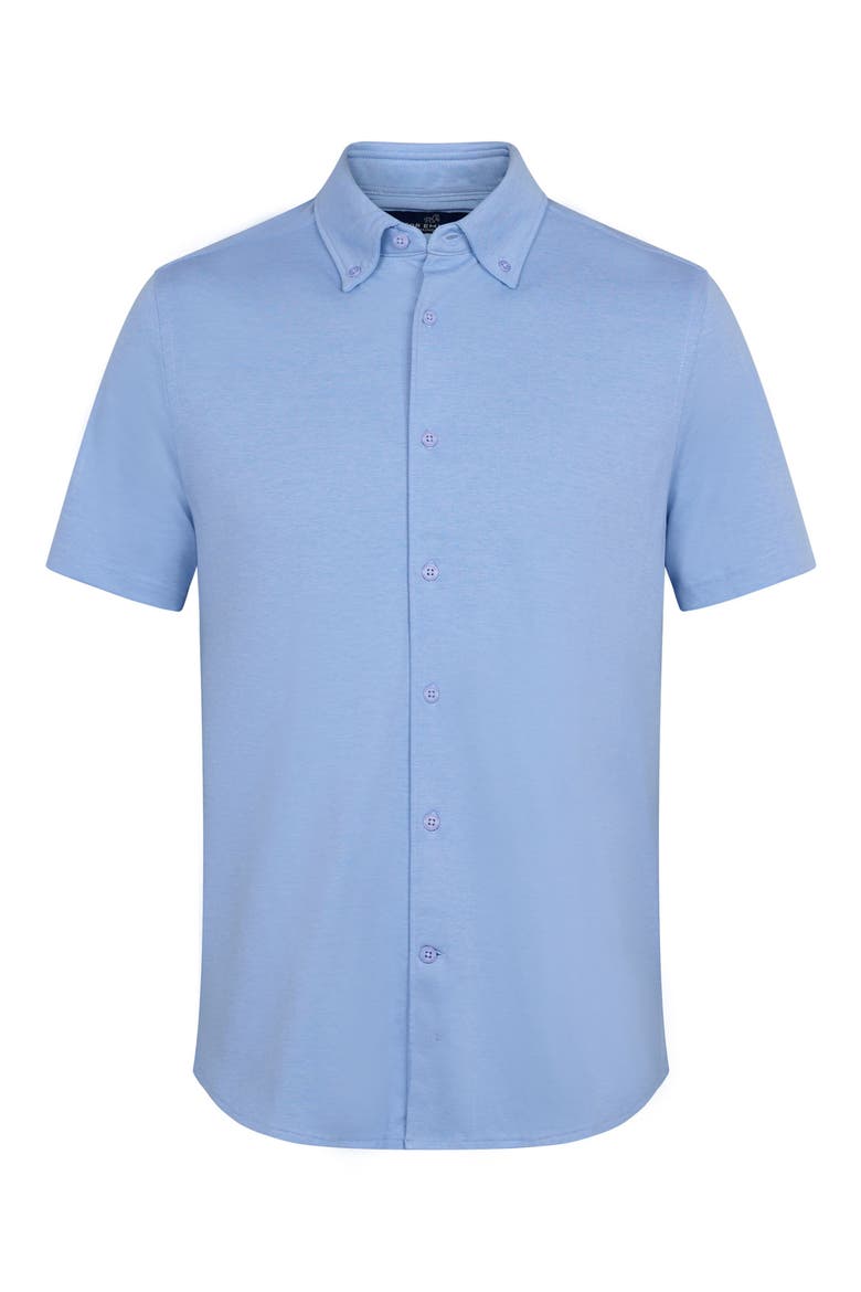 Short Sleeve Knit Button-Down Shirt, Alternate, color, LIGHT BLUE