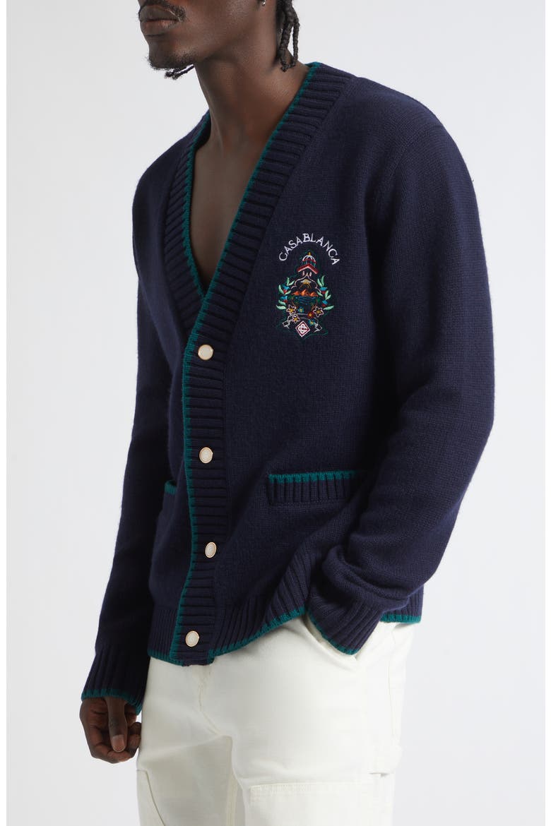 Embroidered Hotel Emblem Cardigan, Alternate, color, WOOL BLEND