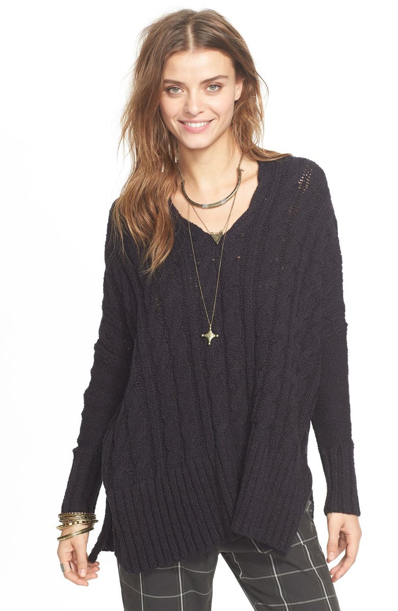 Free People Easy Cable V-Neck Sweater, Main, color, 