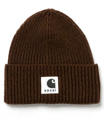 Sacai Carhartt WIP Rib Wool & Nylon Logo Beanie | Nordstrom