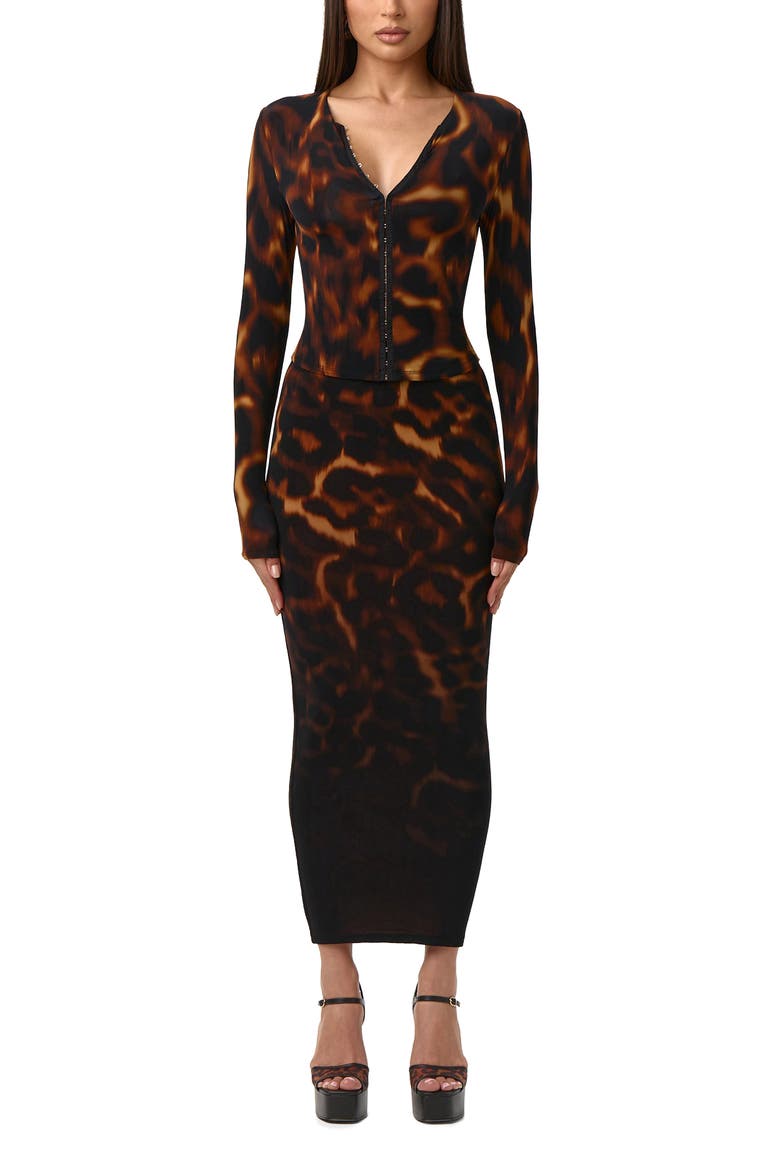 Bare Body Body-Con Maxi Skirt, Alternate, color, TORTOISE
