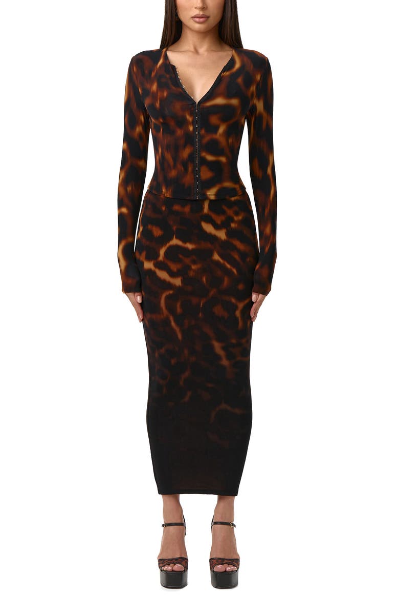 Naked Wardrobe Bare Body Body-Con Maxi Skirt, Alternate, color, Tortoise