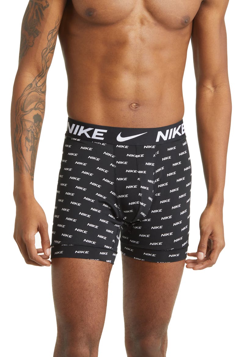 3-Pack Dri-FIT Essential Micro Boxer Briefs, Alternate, color, NIKE LOGO PRINT/ GREY/ BLACK