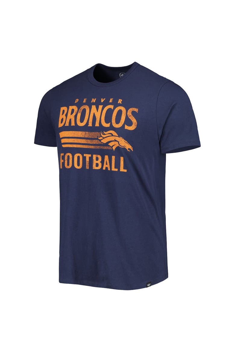 Men's '47 Navy Denver Broncos Wordmark Rider Franklin T-Shirt, Alternate, color, Navy
