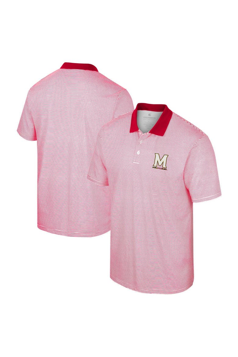 Men's Colosseum White/Red Maryland Terrapins Print Stripe Polo, Alternate, color, White