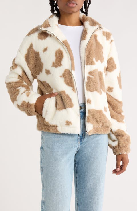 Printed Faux Shearling Jacket