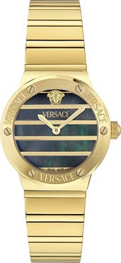 Versace Greca Logo Mother-of-Pearl Bracelet Watch, 33mm