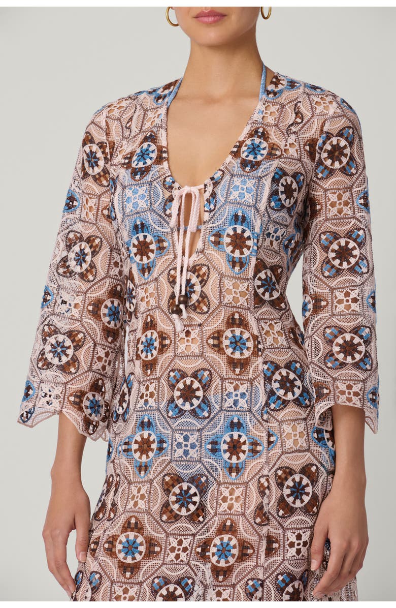 Shoshanna Cannes Medallion Crochet Maxi Cover Up, Alternate, color, Mocha Multi