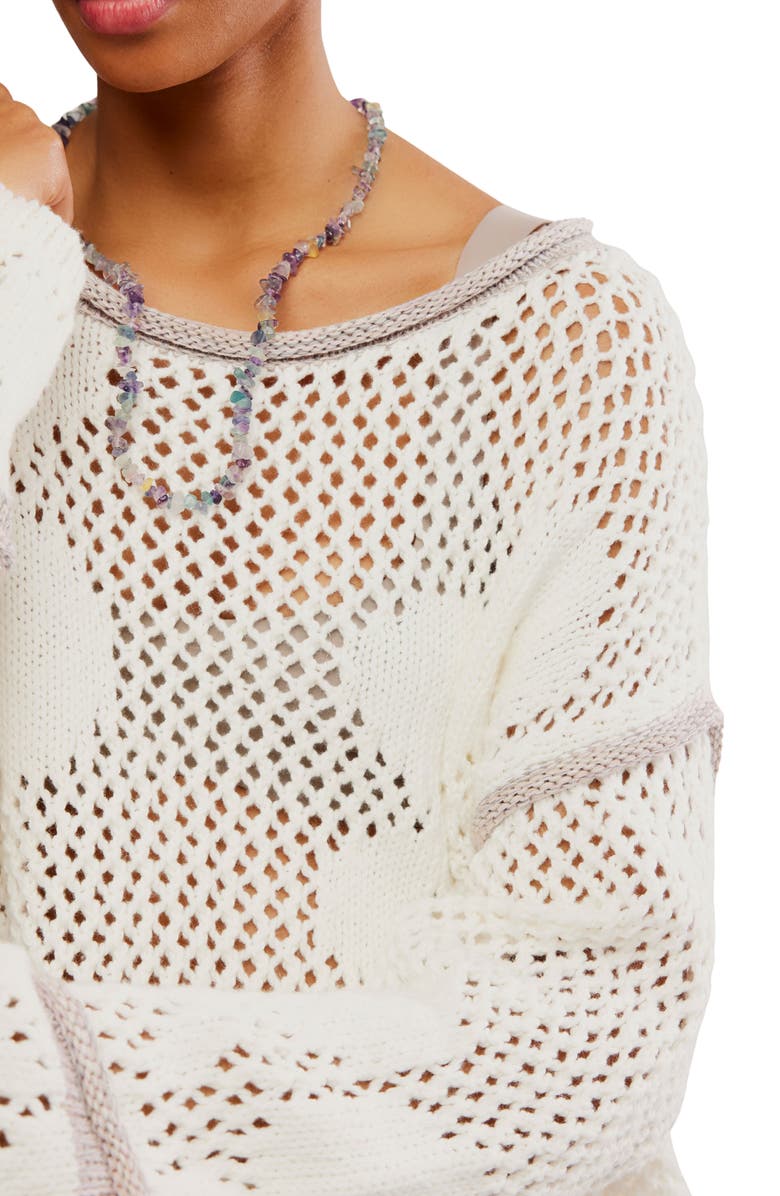 Free People Hidden Tropics Sweater, Alternate, color, Ivory Combo