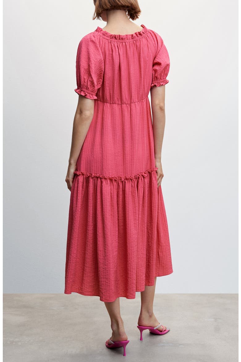 Puff Sleeve Tiered Midi Dress, Alternate, color, FUCHSIA
