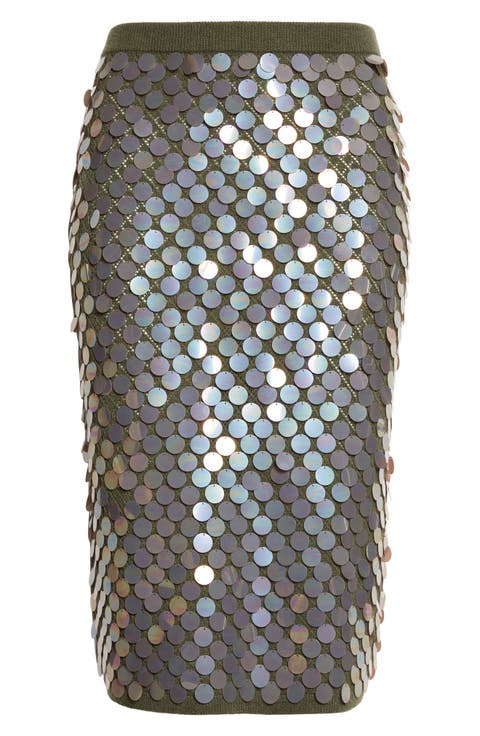 Matteo Pointelle Knit Paillette Merino Wool & Cashmere Sweater Skirt