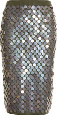 ZANKOV Matteo Pointelle Knit Paillette Merino Wool & Cashmere Sweater Skirt