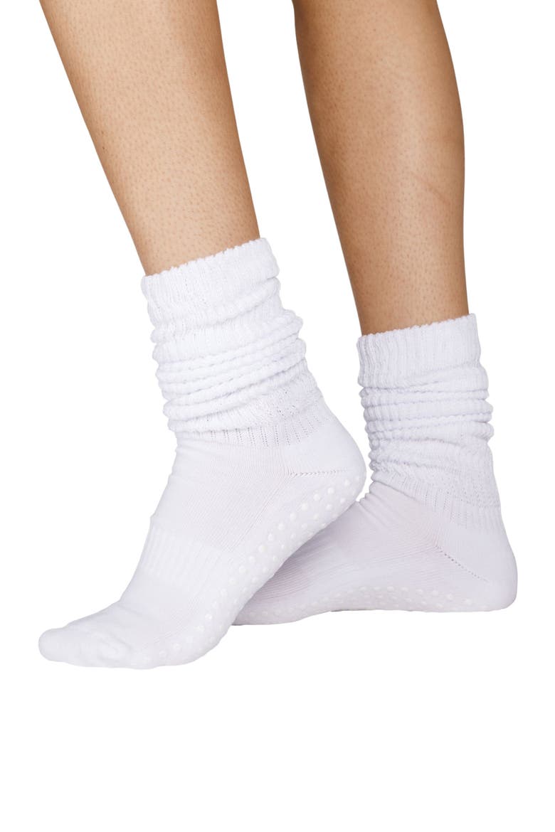 Slouchy Grip Socks, Main, color, White