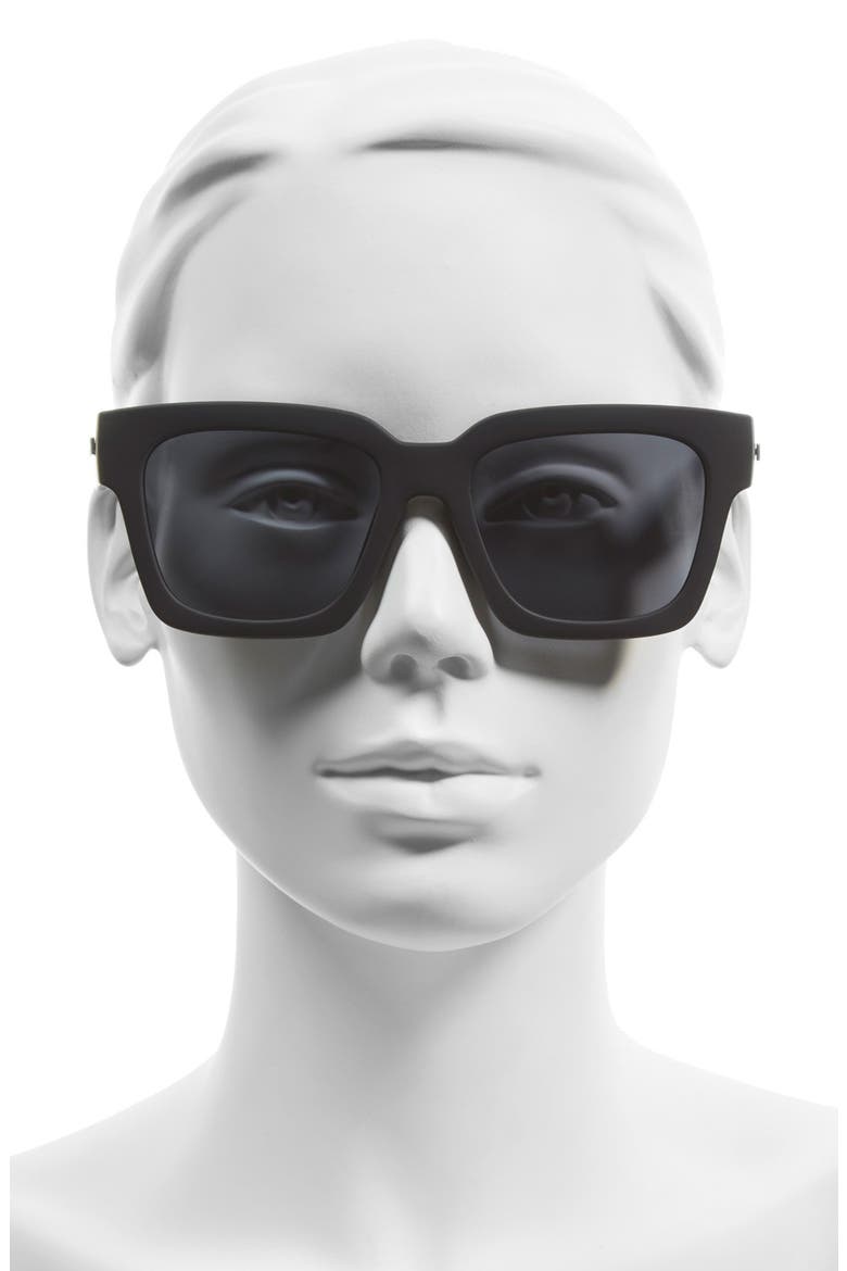 'Weekend Riot' 55mm Sunglasses, Alternate, color, BLACK RUBBER/ SMOKE MONO POLAR