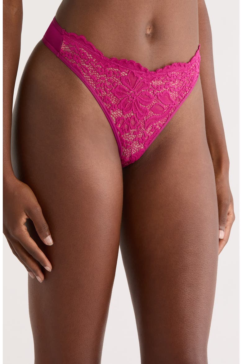 Floral Lace Thong, Alternate, color, BOYSENBERRY