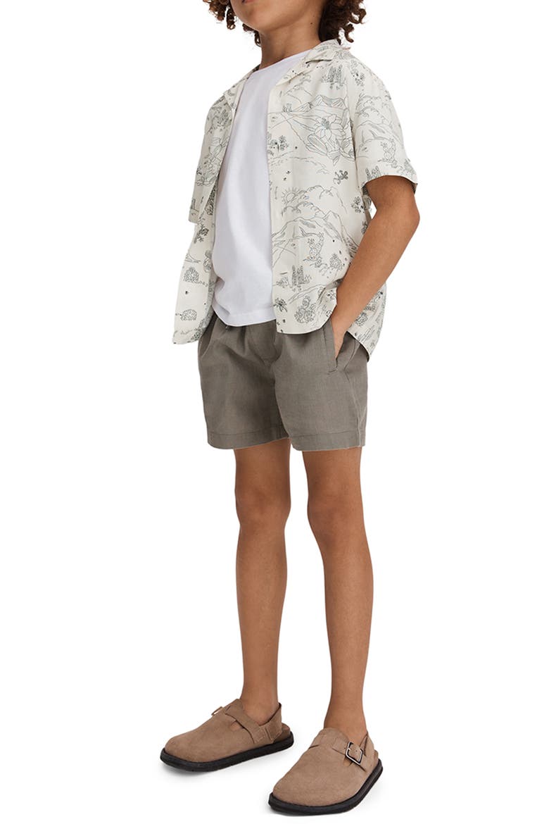 Kids' Gobi Sr. Cactus Print Short Sleeve Button-Up Shirt, Alternate, color, ECRU