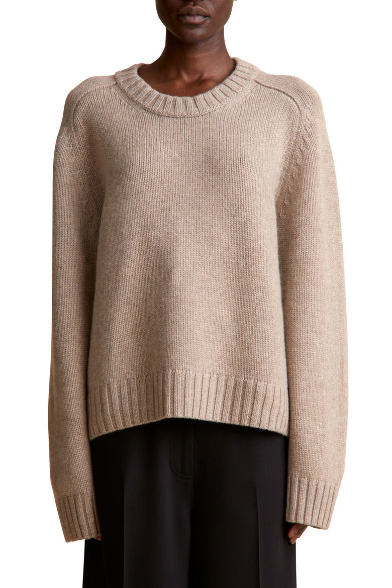 Mae Crewneck Cashmere Sweater, Main, color, LIGHT CLAY