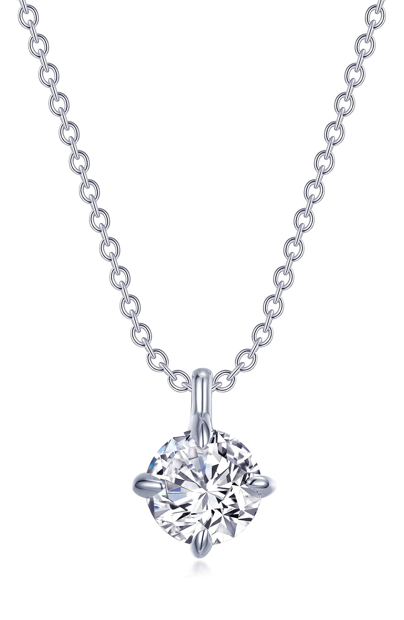Classic Simulated Diamond Solitaire Pendant Necklace
