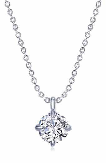 Classic Simulated Diamond Solitaire Pendant Necklace