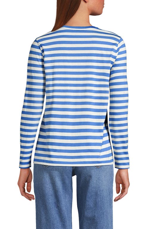 Lands' End Relaxed Supima Cotton Long Sleeve V-neck T-shirt In Blue