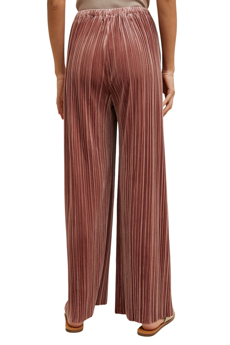 Velvet Accordion Pleat Wide Leg Pants, Alternate, color, ROSE