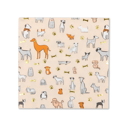 Daydream Society Bow Wow Puppy Pawty Large Napkins In Assorted Pre-pack