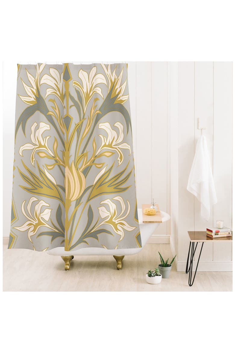 Art Deco Flowers Shower Curtain, Alternate, color, MULTI