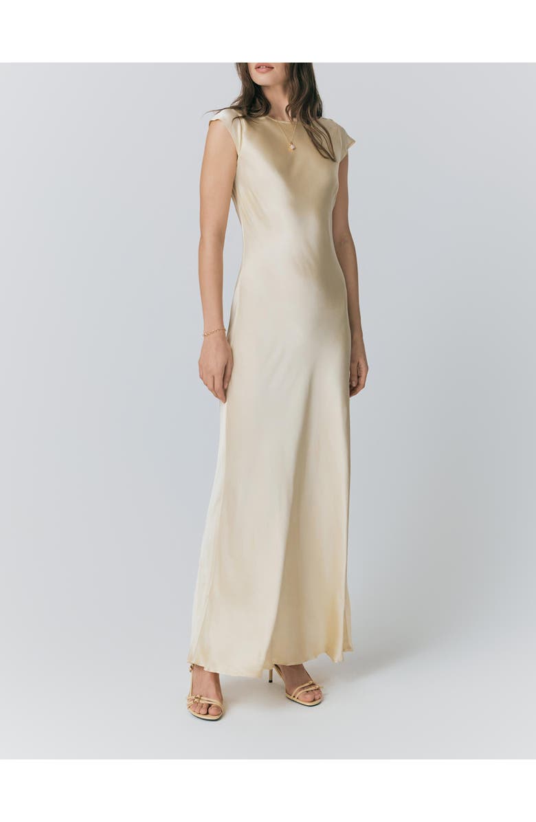 Ghost London Averie Boat Neck Satin Maxi Dress, Alternate, color, Buttermilk