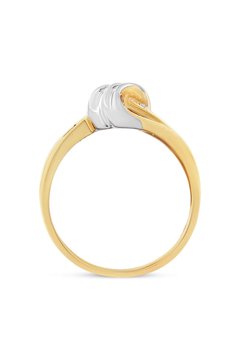10K Gold 1.00 Cttw Round And Baguette Diamond Accent Bypass Ring, Alternate, color, Yellow