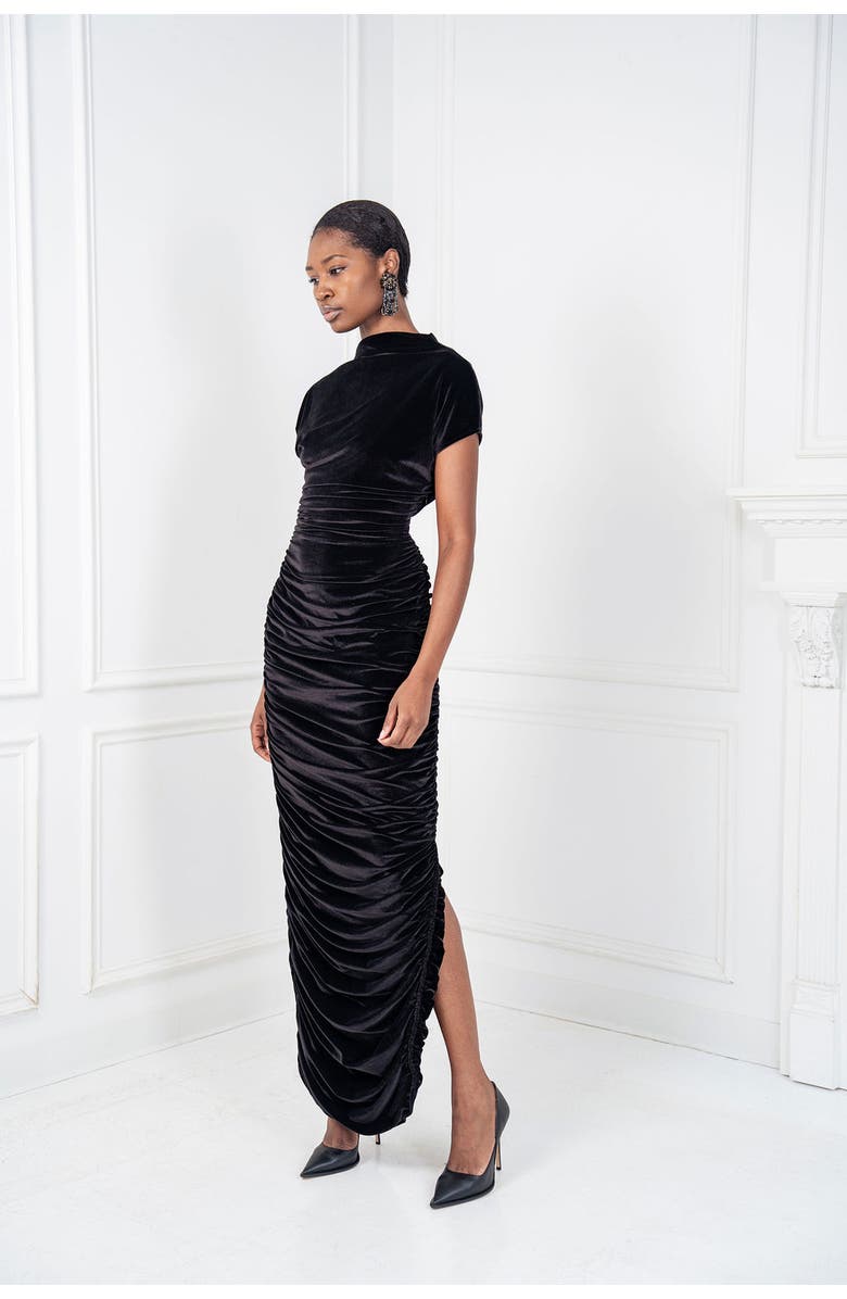 Chuks Collins Angelina Cocktail Gown, Alternate, color, Black