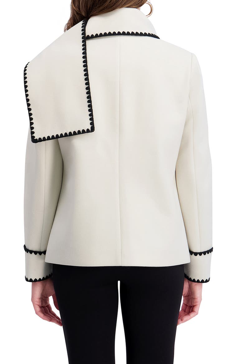 Whipstitch Detail Coat with Attached Scarf, Alternate, color, IVORY