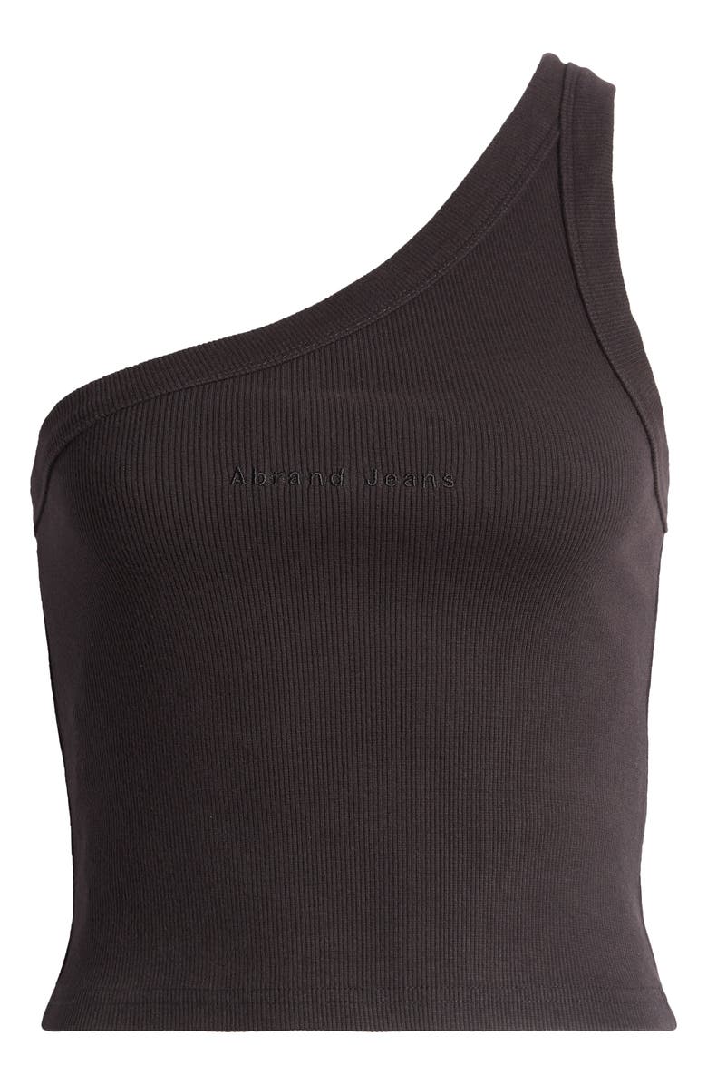 ABRAND Heather Crop One-Shoulder Tank, Alternate, color, Black