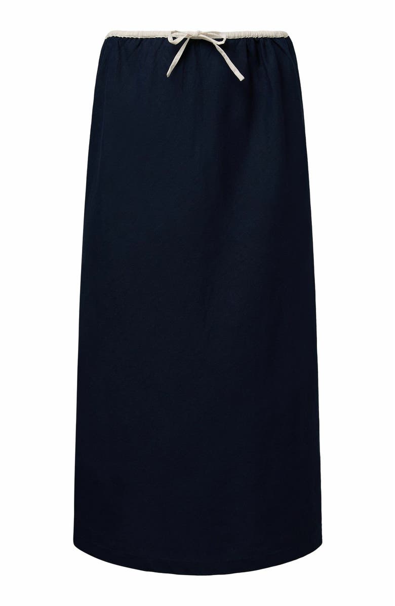 Onia Air Linen Midi Skirt, Alternate, color, Deep Navy/White