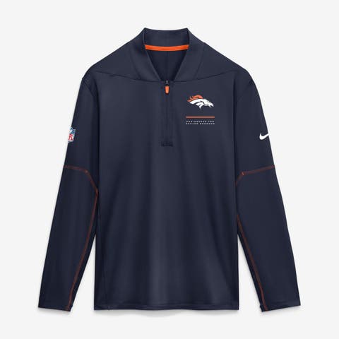 Men's Nike Navy Denver Broncos Sideline Logo Glory Midweight Dri-FIT Half-Zip Pullover