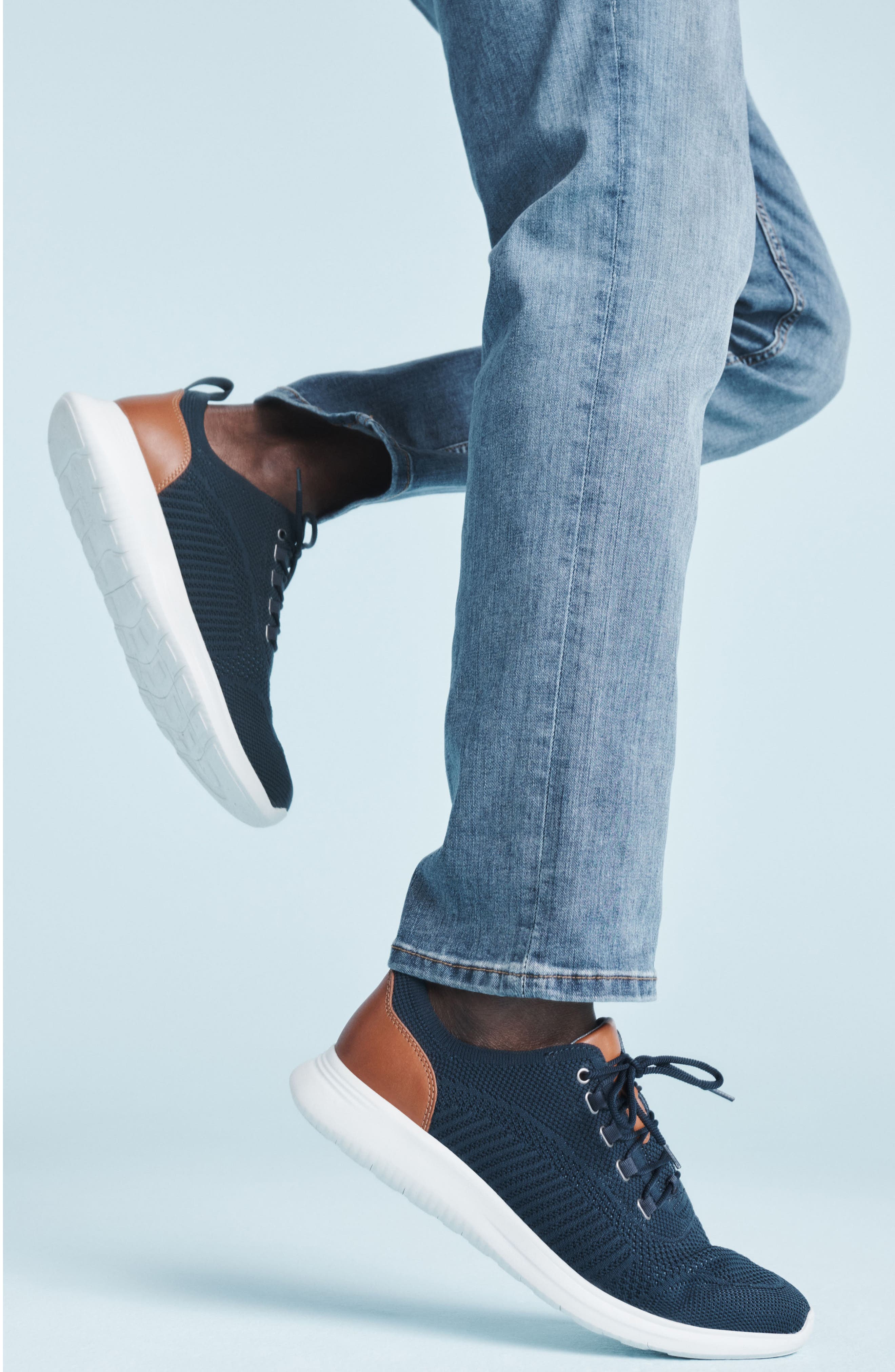 Johnston & Murphy Amherst Knit Sneaker, Alternate, color, Navy Knit