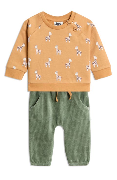 Giraffe Print Sweatshirt & Corduroy Leggings Set (Baby)
