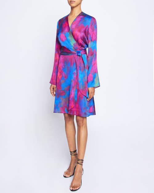Santorelli Kayden Abstract-print Faux Wrap Dress In Magenta Multi
