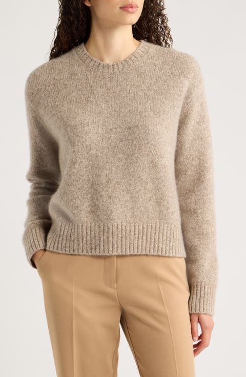 Cropped Marled Crewneck Sweater