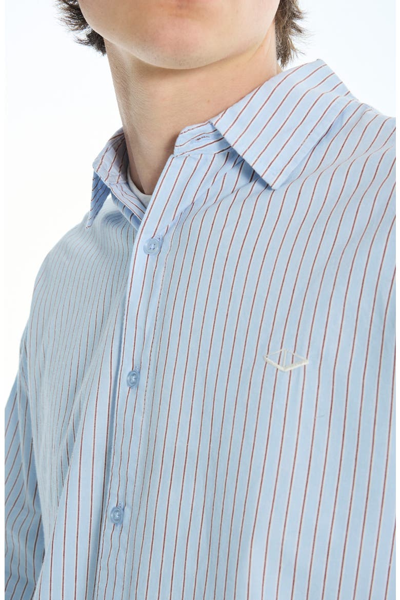 Off Court Boxy Fit Stripe Cotton Button-Up Shirt, Alternate, color, LIGHT BLUE