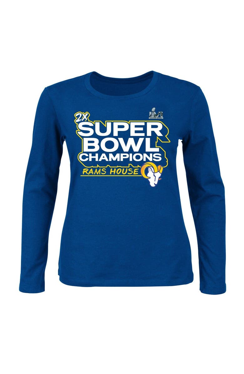 FANATICS Women's Fanatics Branded Royal Los Angeles Rams Super Bowl LVI Champions Parade Long Sleeve Scoop Neck Plus Size T-Shirt, Main, color, 
