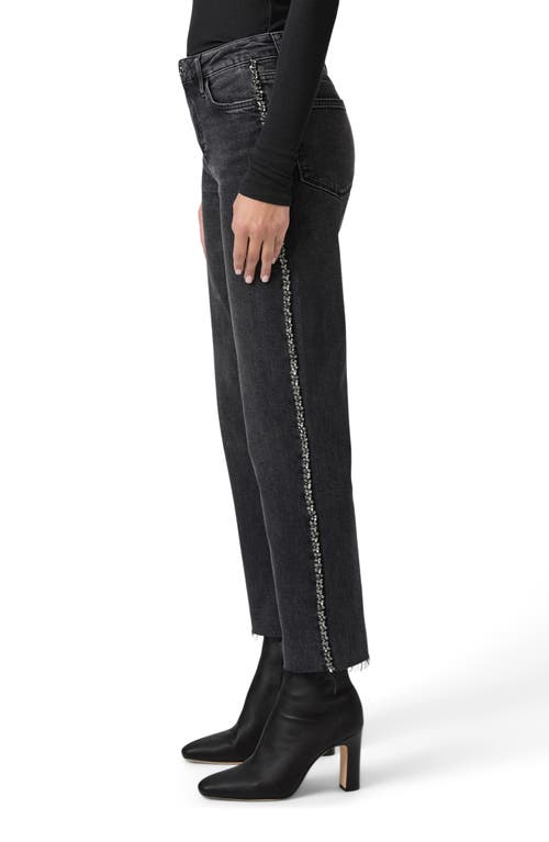 Paige Mason Rhinestone Ankle Straight Leg Jeans In Black