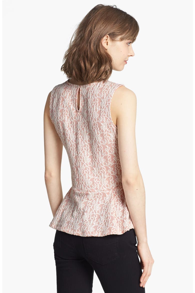 Hinge® Embellished Collar Peplum Top, Alternate, color, PINK SAND/ IVORY LACE